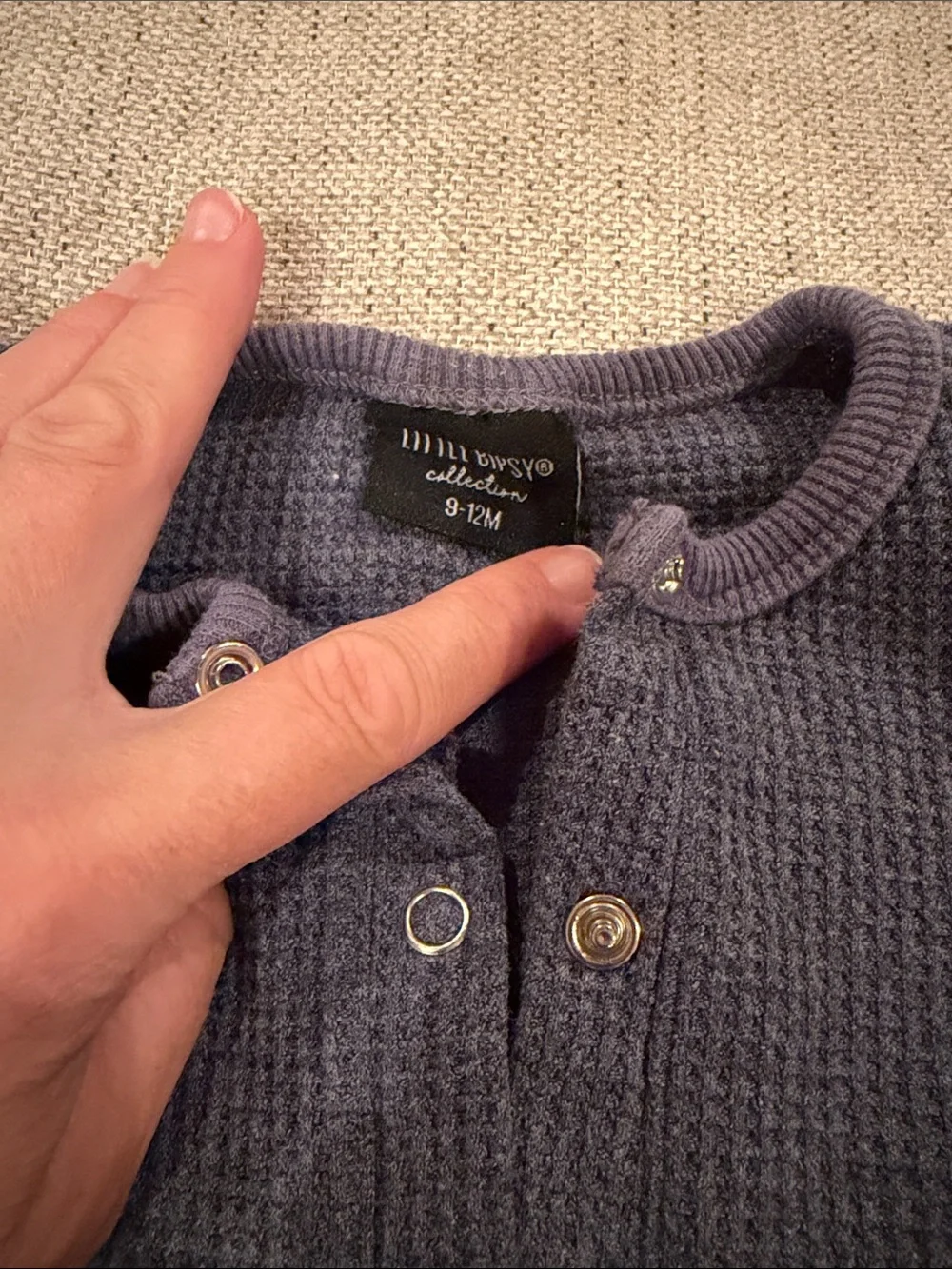 Little Bipsy Waffle Knit One-Piece in Slate Blue